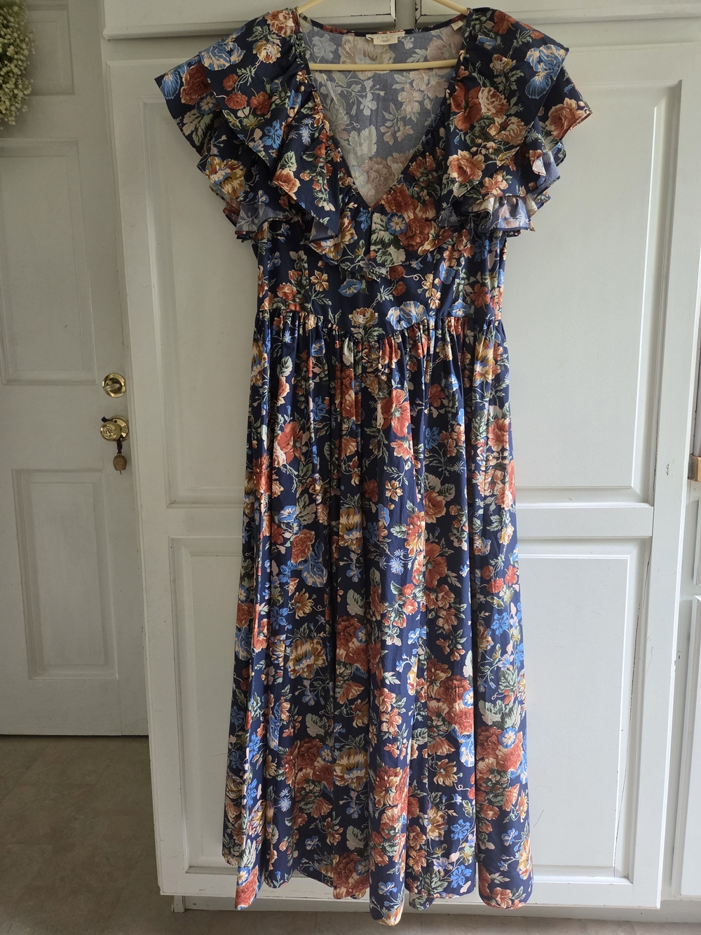 Doen Pecos Indigo Iris Floral Dress L - Picture 3 of 6